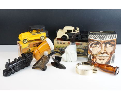 Selection of Avon aftershaves in vintage novelty bottles to include Bugatti '27, Vintage Taxi, Super Sleuth Magnifier, Blue B