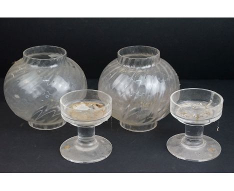 Dartington crystal pair of two part candle holder candle lamp lanterns, H 22cm