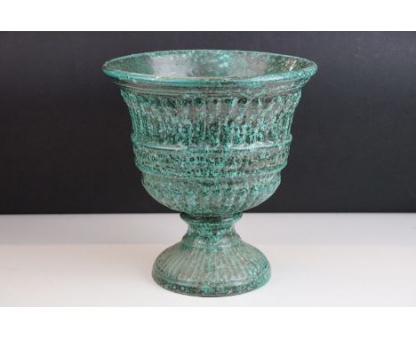 Green ceramic urn planter, H 25.5cm
