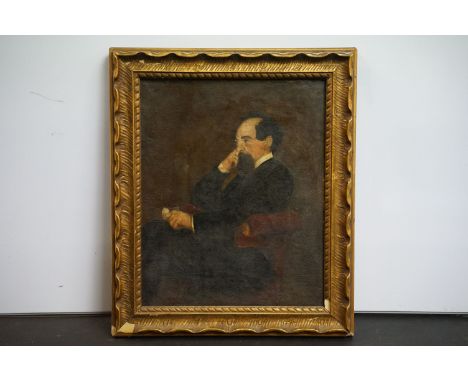 Late 19th / early 20th century English school, portrait of a gentleman seated, believed to be Charles Dickens after a photogr