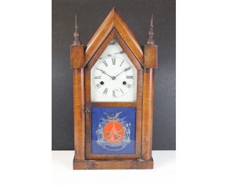 E.N Welch, American steeple clock, H 49cm, W 25cm, D 10cm