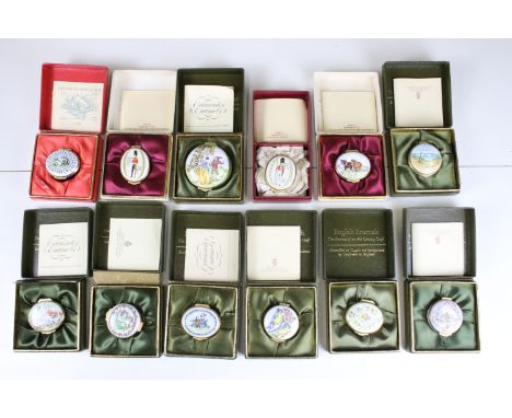 Crummles English Enamels trinket pill boxes, enamelled on copper and hand painted