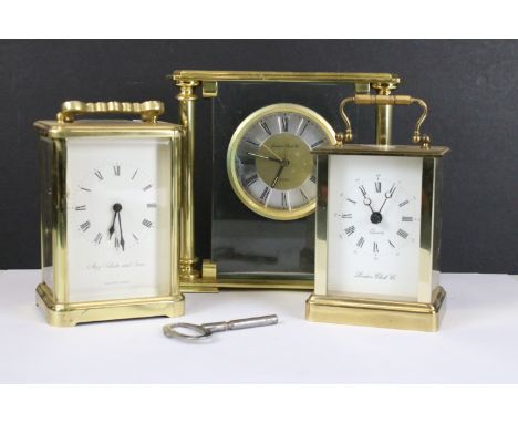 Three carriage clocks to include two London Clock Company examples.
