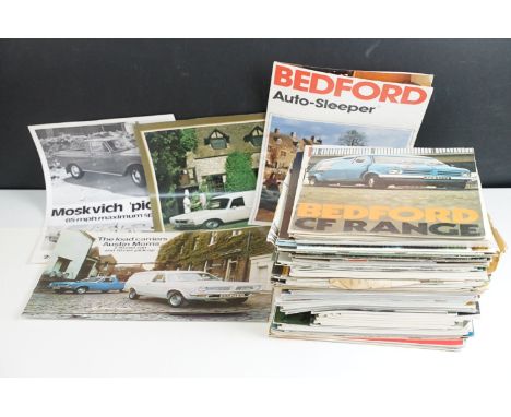 Collection of vintage car advertising brochures and magazines to include Bedford, Austin Morris, Dodge, Datsun, Ford Transit,