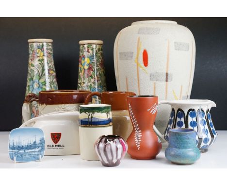 Collection of ceramics to include Royal Doulton small landscape vase, 1920's Cadbury chocolate promotional jug with two tone 