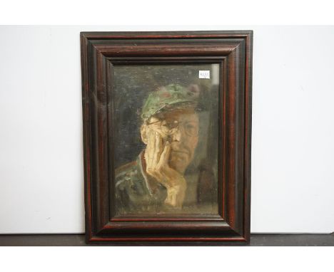 George Weissport (1928 - 2013), self portrait, oil on board, 32.5 x 22cm, framed and glazed
