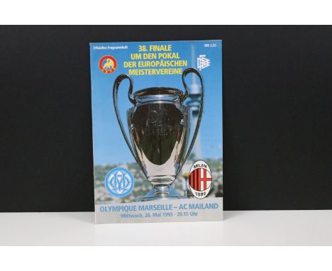1st Champions League Cup Final match programme Olympique Marseille v AC Milan 26 May 1993.
