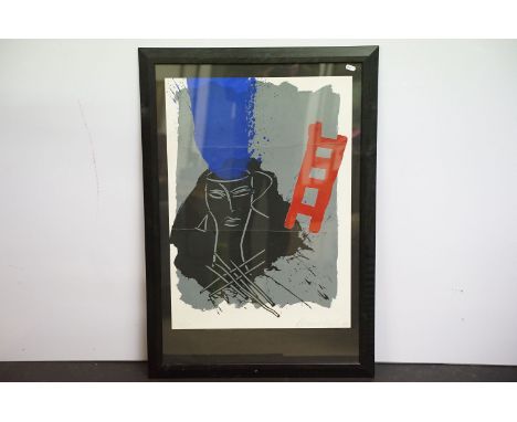 Bruce Mclean (Scottish, b. 1944), head and ladder, limited edition screenprint, signed in pencil lower right and dated '84, n