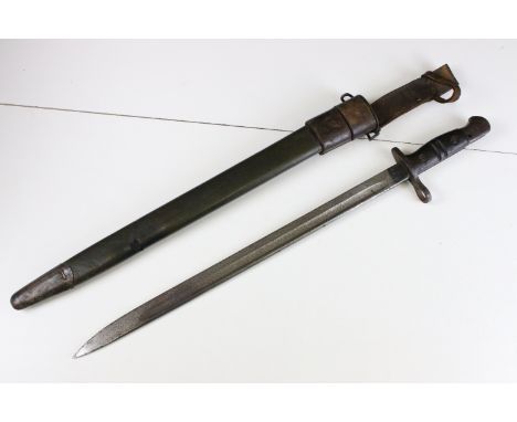 WWI American Winchester bayonet and leather scabbard and frog