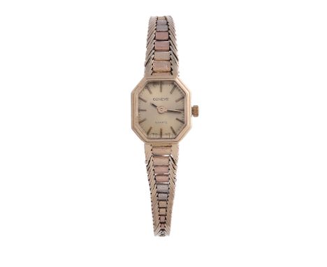  Geneve, a lady's 14 carat gold bracelet wristwatch,   circa 1980, Swiss quartz movement, 6 jewels, cal. ETA 978 002, gold di