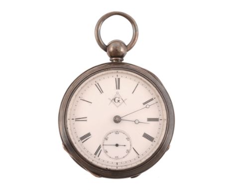  Elgin, a silver open face pocket watch,   no. JJ145B, circa 1890, key wind and set gilded movement, 15 jewels, bimetallic sp
