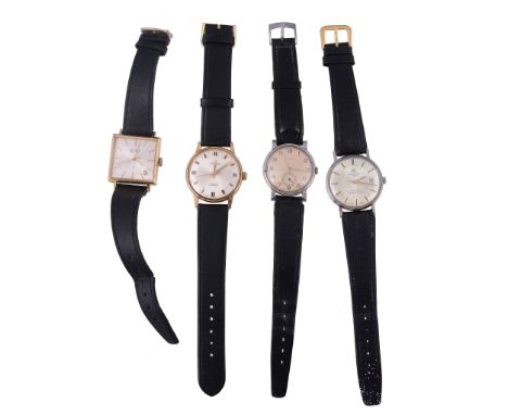Four gentlemen's wristwatches, to include: J. W. Benson, ref. 338, a gold plated and stainless steel wristwatch, Swiss manual