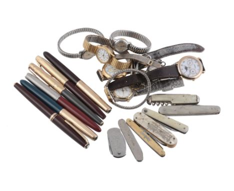  A collection of items,   to include: ten wristwatches, brands to include: Roamer, Sekonda, Timex, Cyma and others; four Park