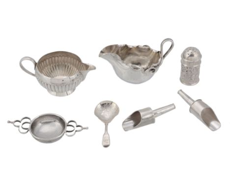  A collection of small silver,   including: a Victorian fiddle pattern caddy spoon by Charles Lias, London 1849, monogrammed;