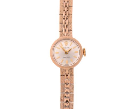  Rolex, a lady's 9 carat gold bracelet wristwatch,   no. 13106, hallmarked London 1960, manual wind movement, cal. 1401, silv