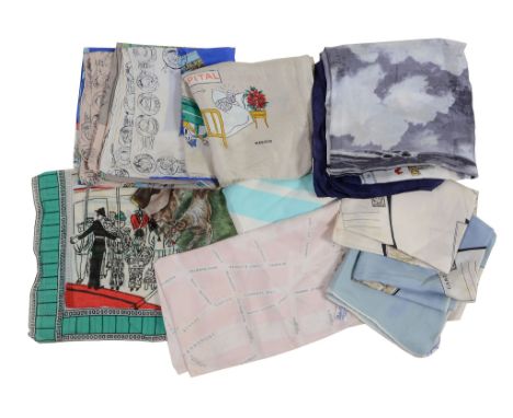  Promotional scarves, a BOAC Comet silk scarf,   all circa 1960, centred picture of the plane within a border depicting motif