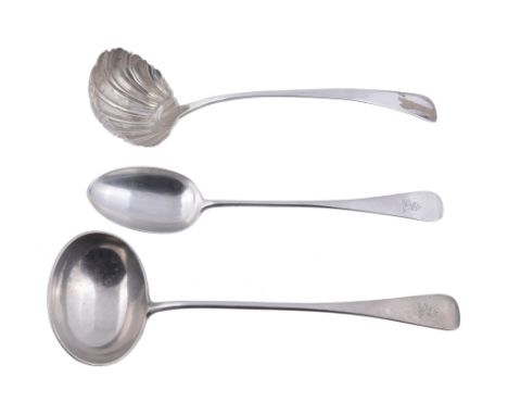  A late Victorian silver old English pattern soup ladle and gravy spoon by Josiah Williams  &  Co. of Bristol,   London 1890,