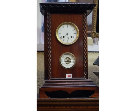 An old mahogany combined clock and barometer, 50.5cm high.