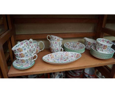 A Minton Haddon Hall pattern part tea service. 