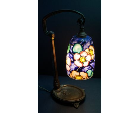 An Art Deco table lamp, by Charles Ranc, with Loys Lucha shade, circa 1920s, 32cm high. 
