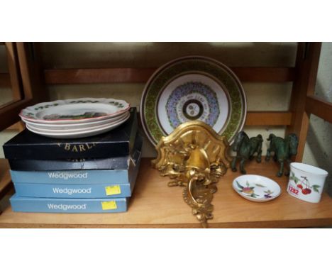 A small quantity of Wedgwood collectors plates; together with a Spode Wimbledon centenary plate; a giltwood wall bracket and 