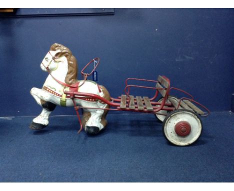 VINTAGE PULL ALONG TOY, modelled as a horse