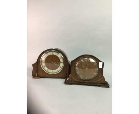 TWO MANTEL CLOCKS, and a Victorian cash till (3)