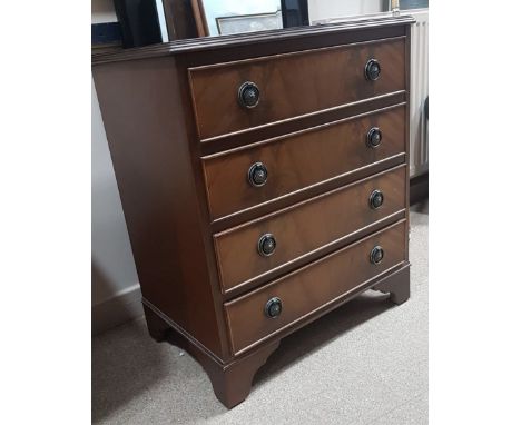 INLAID MAHOGANY CHEST OF DRAWERS, on four bracket feet