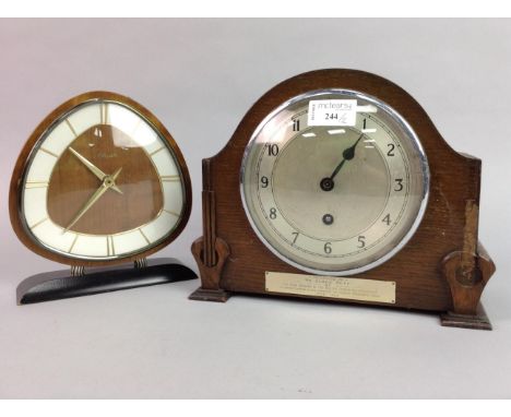 MAHOGANY MANTEL CLOCK, and one other (2)