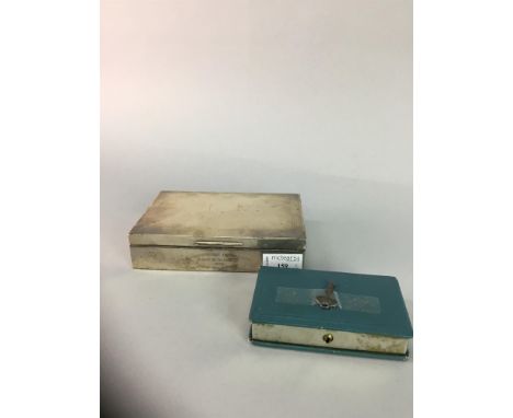 SILVER CIGARETTE BOX, along with a vintage money box modelled as a book (2)