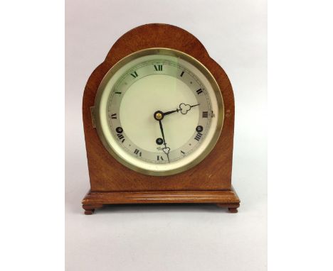 ELLIOTT MAHOGANY MANTEL CLOCK, along with a Smiths wall barometer