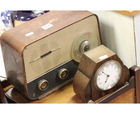 Art Deco Mantle Clock together with a Vintage Ultra Radio