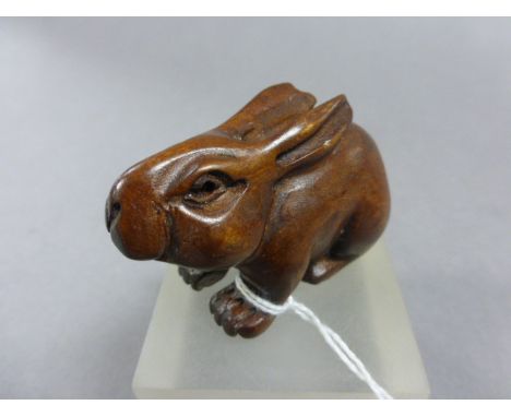 Hardwood Netsuke in the form a Rabbit
