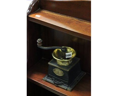 Vintage Cast Iron and Brass French Coffee Grinder