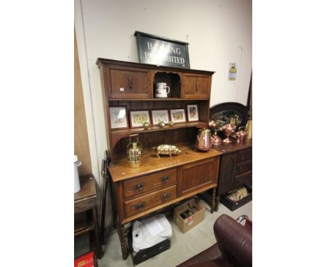 Arts and Crafts Oak Dresser raised on Bobbin Legs