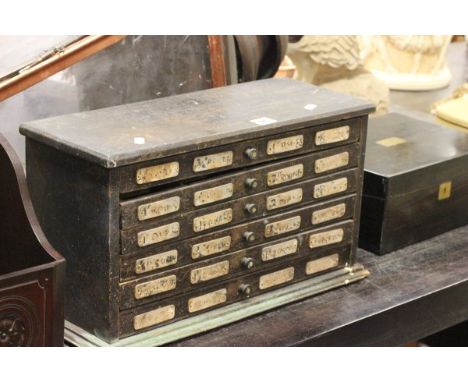 Vintage Wooden Table Top Chest of Small Drawers