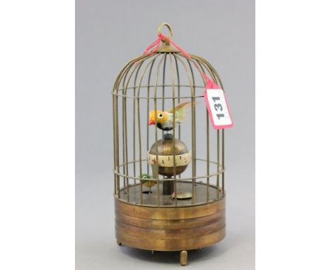 Brass Automaton Bird Cage Clock