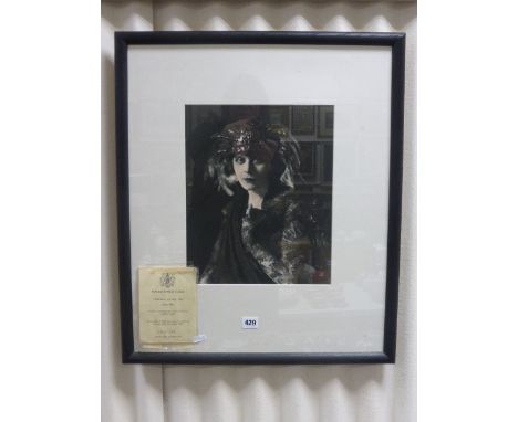 Kathryn Abbe, Monotone Portrait of Silent Movie Star Theda Bara, Limited edition no. 22 / 100