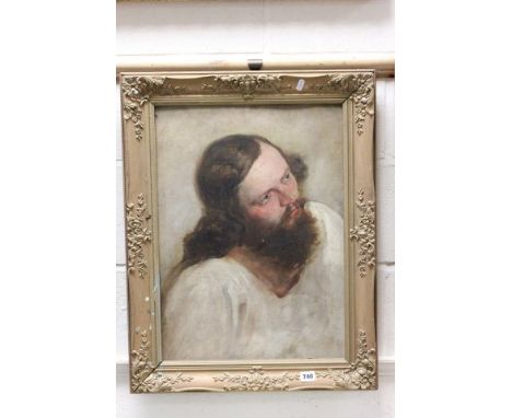Antique Framed Oil on Board Portrait of a Religious Man
