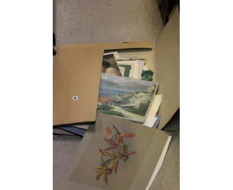 Large Selection of Unframed Artworks to include Oil Paintings, Watercolours, Drawings and Hunting Prints