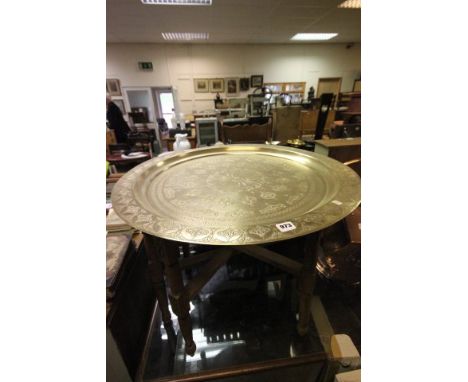 Vintage Brass Topped Benares Table