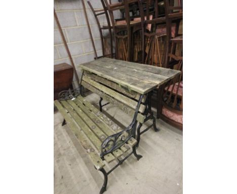 Wrought Iron Based Table and a Garden Bench