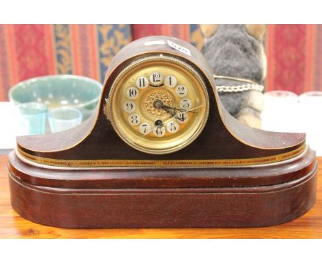 Edwardian Mahogany Mantle Clock with Brass Face (glass broken)