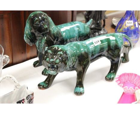 Two Blue Mountain Ceramic Animals - Lion & Spaniel