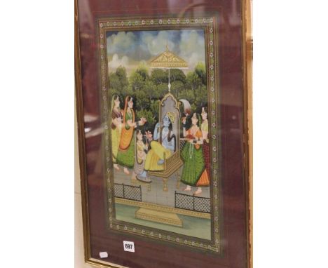 Oriental School Portrait of a Woman paying homage to a Princess