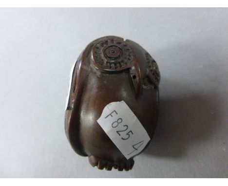 Wooden Netsuke of an Owl