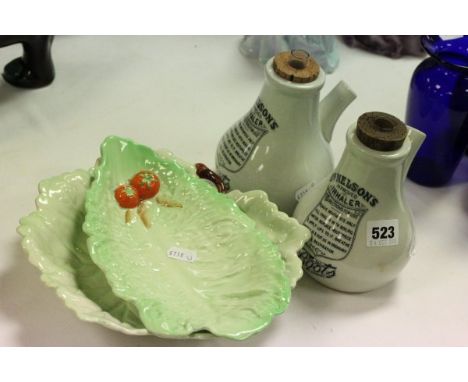 Two Carltonware Leaf Plates and Two Dr Nelson's Inhalers