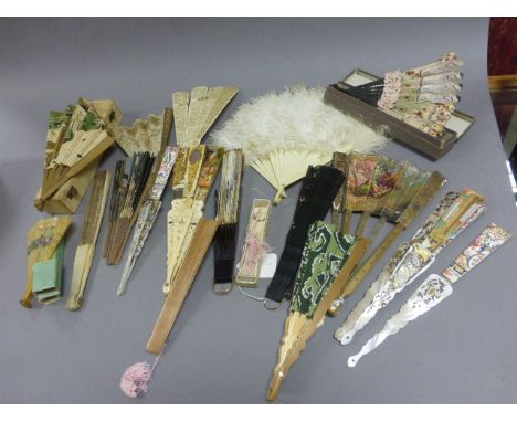 Quantity of Antique and Vintage Fans to include Bone, Mother of Pearl, mainly a/f