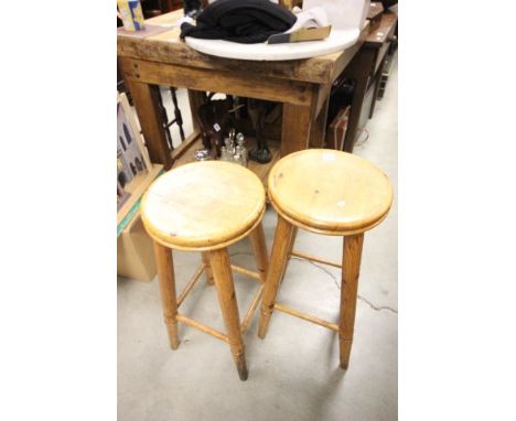 Pair of Vintage Pine Kitchen Stool