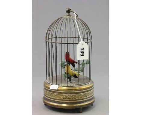 20th century Bird Cage Automaton with Two Birds
